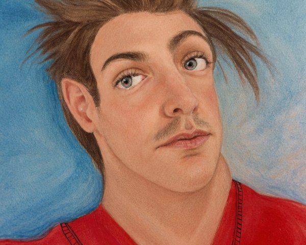 Stylized portrait of a young man with tousled hair