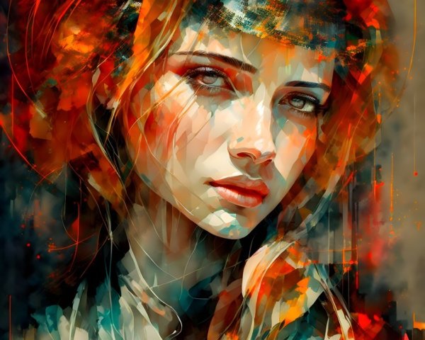 Portrait of a Young Woman with Vibrant Colors