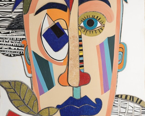 Abstract Portrait with Bold Colors and Geometric Shapes
