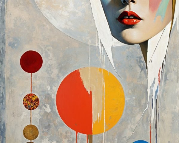 Ethereal Female Face with Vibrant Geometric Circles