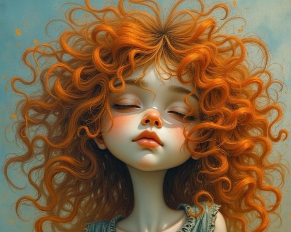 Whimsical Portrait of a Young Girl with Orange Hair