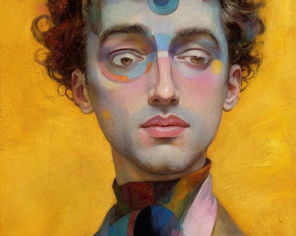 Stylized Portrait of a Young Man with Abstract Colors