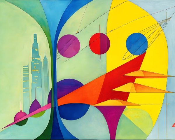 Vibrant Abstract Composition with Geometric Shapes