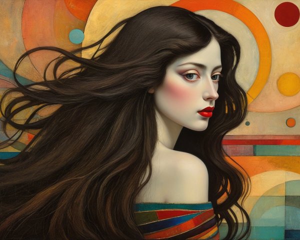 Elegant Woman with Dark Hair and Bold Makeup
