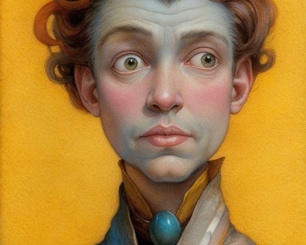 Stylized portrait of a young man with auburn hair