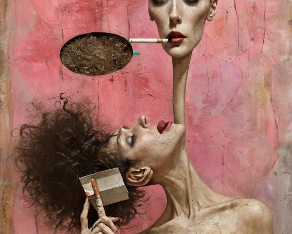 Surreal Artwork of Interconnected Elongated Figures