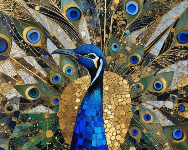 Vibrant Peacock Feathers in Elegant Artwork Display