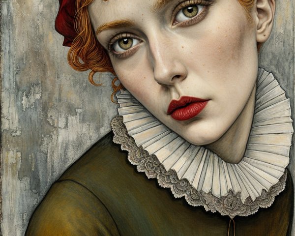 Portrait of a Young Woman with Red Hair and Ruff Collar