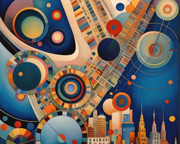 Vibrant Abstract Composition of Geometric Shapes and Colors