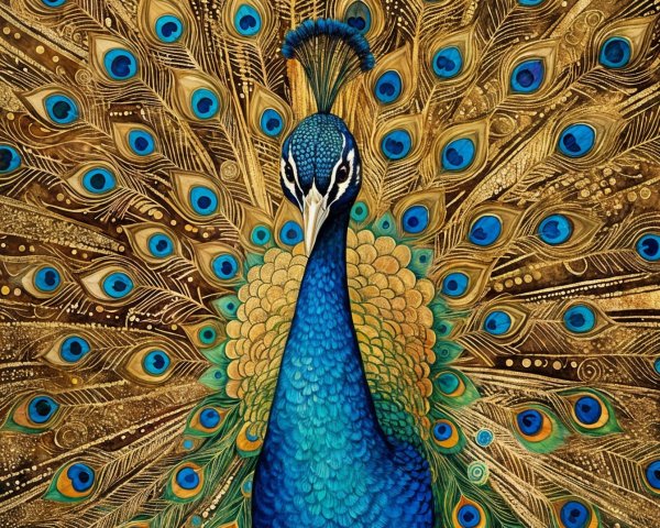 Vibrant Peacock with Striking Blue and Green Feathers