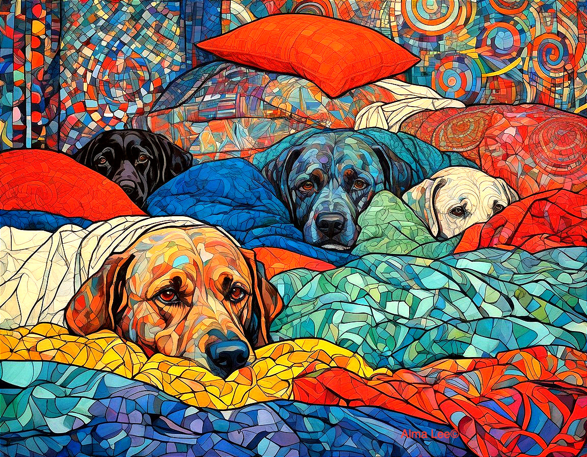 Quilted Canine Quartet: Mosaic Pups