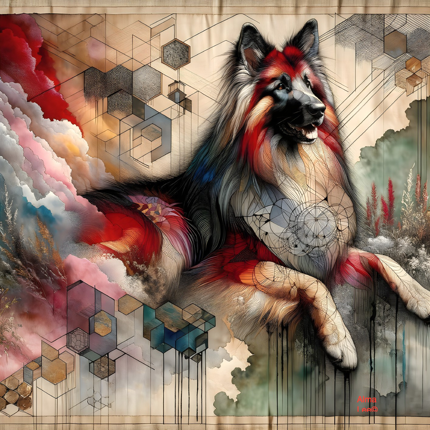 Geometric German Shepherd: Nature's Abstract Beauty