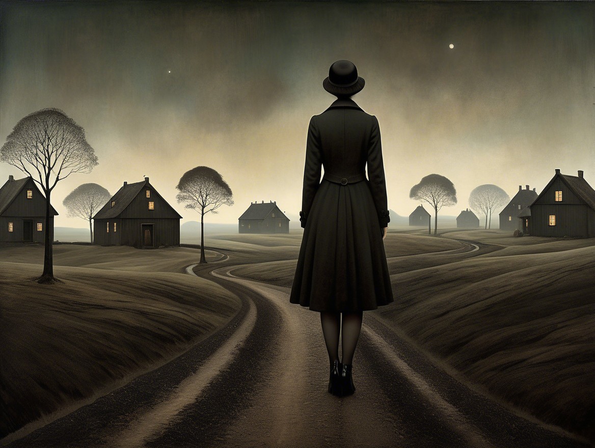 Solitary Figure on a Winding Path at Dusk