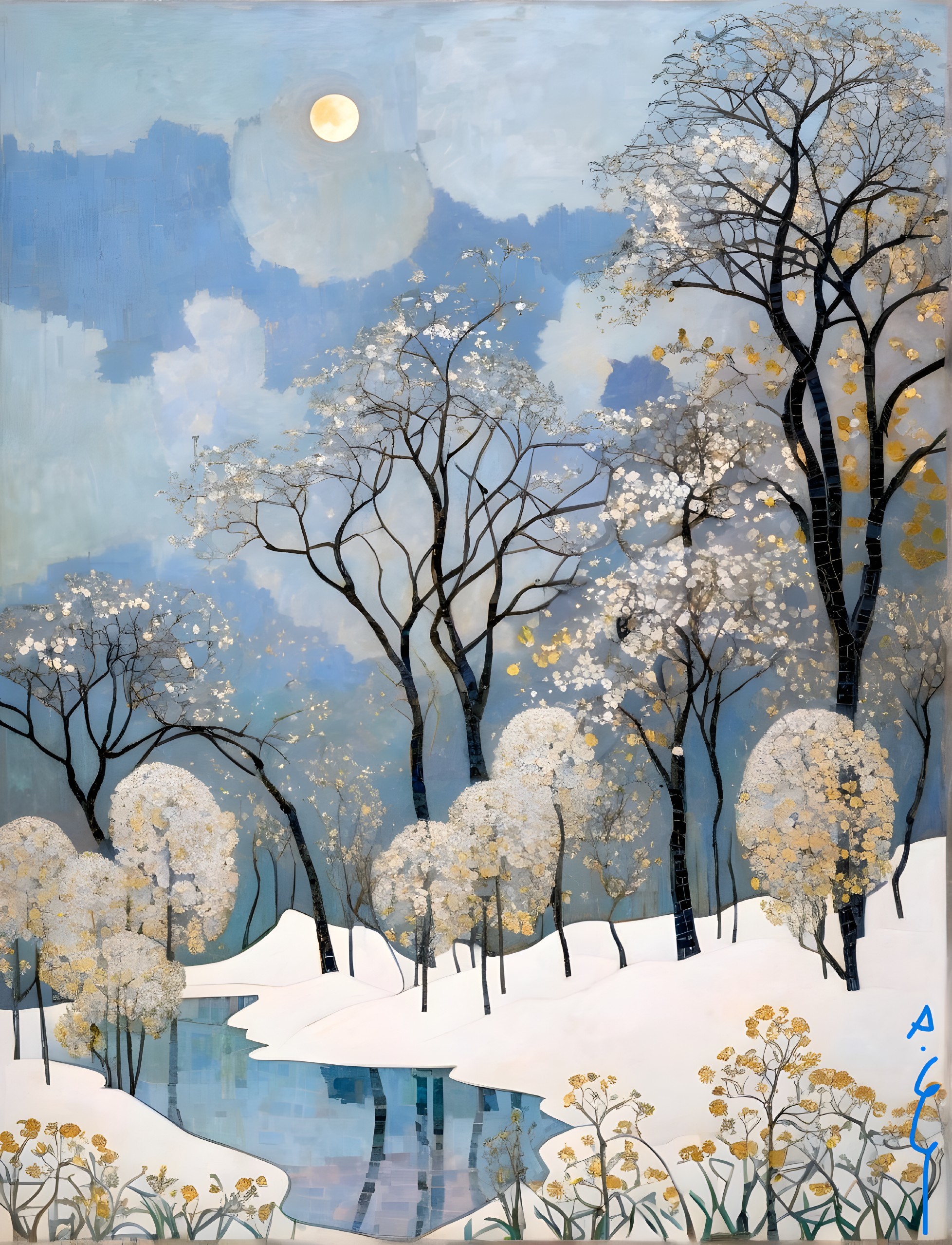 Serene Winter Landscape with Snow and Bare Trees