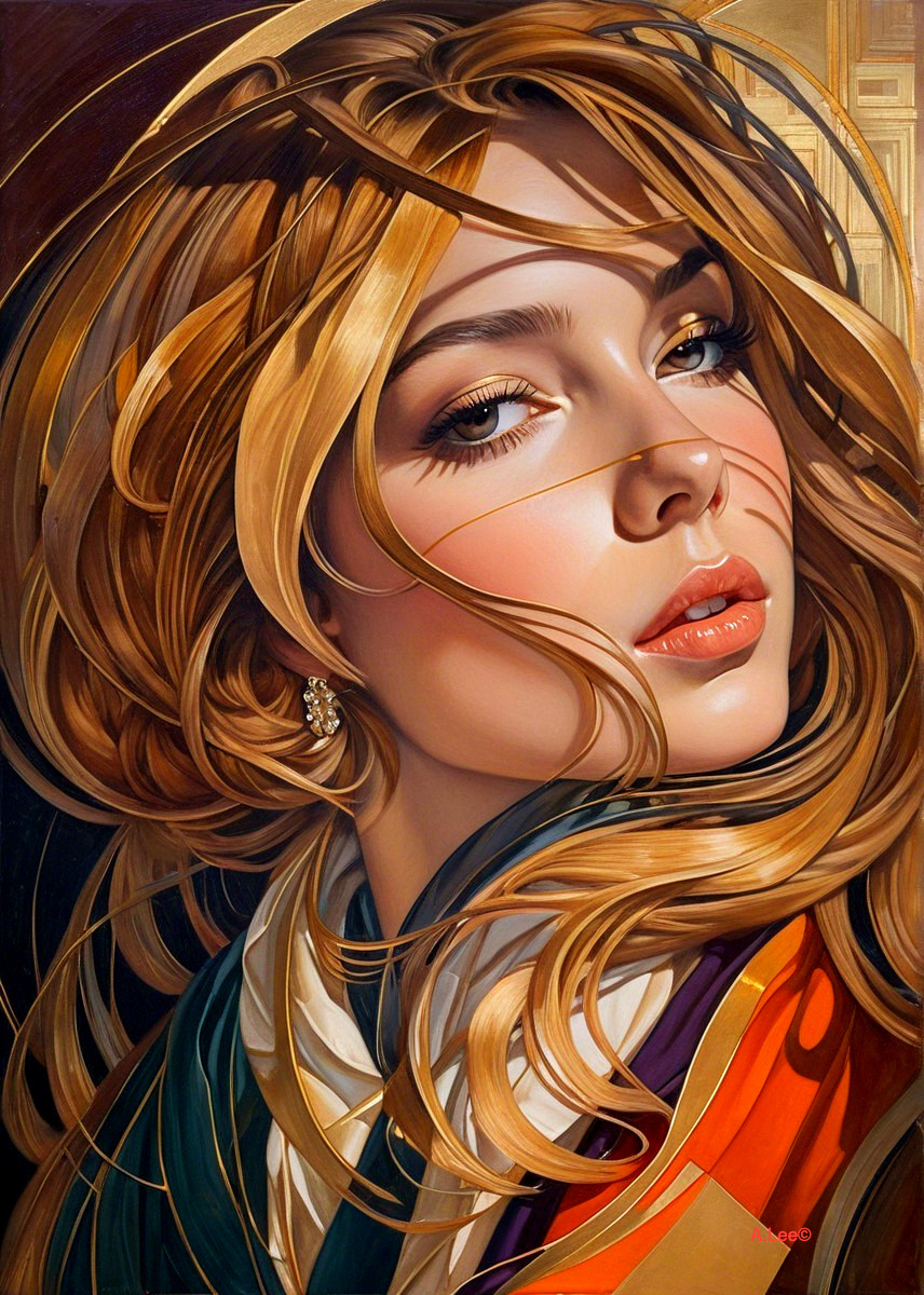 Close-up Portrait of a Woman with Golden Hair