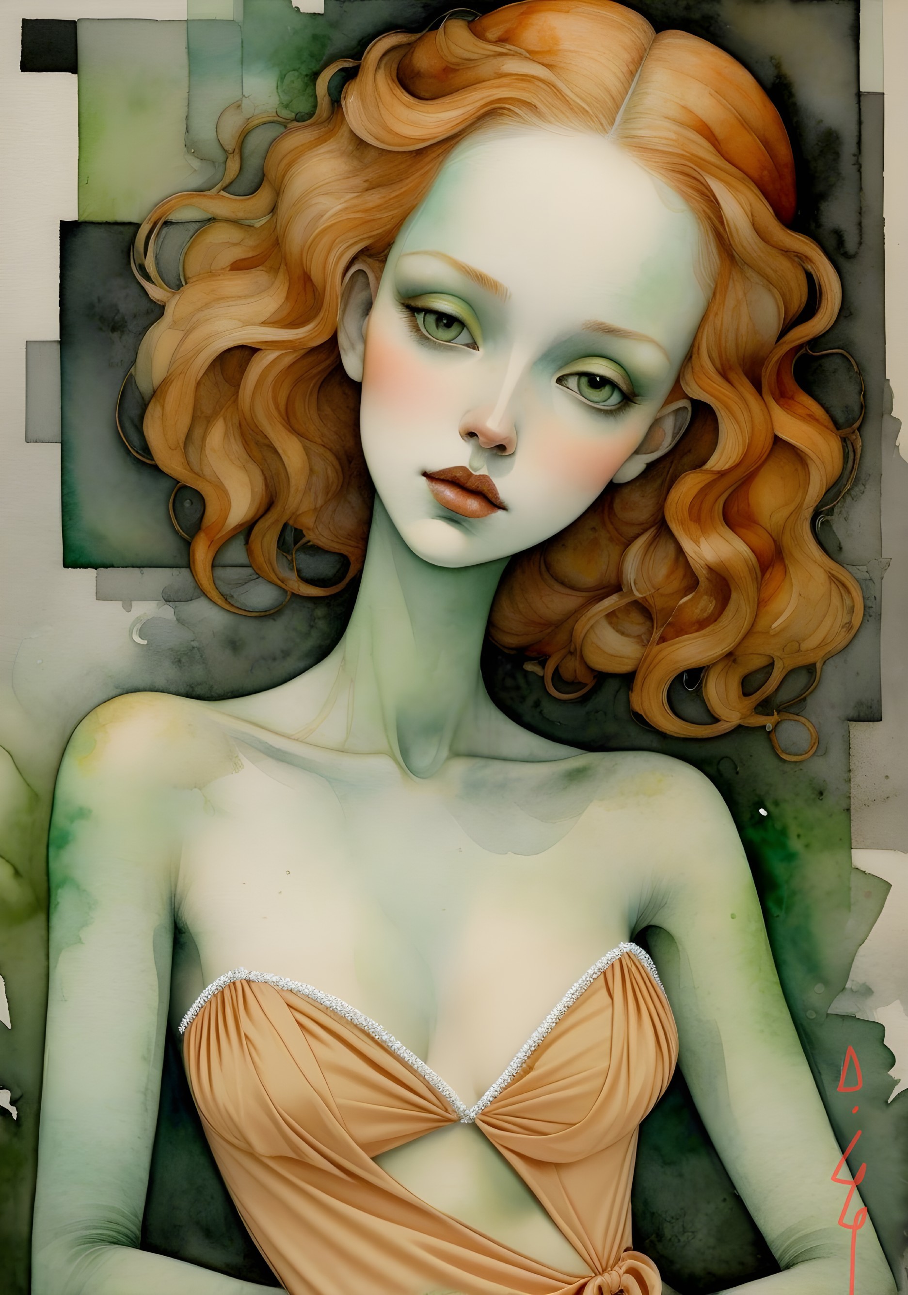 Portrait of a Young Woman in Golden Gown