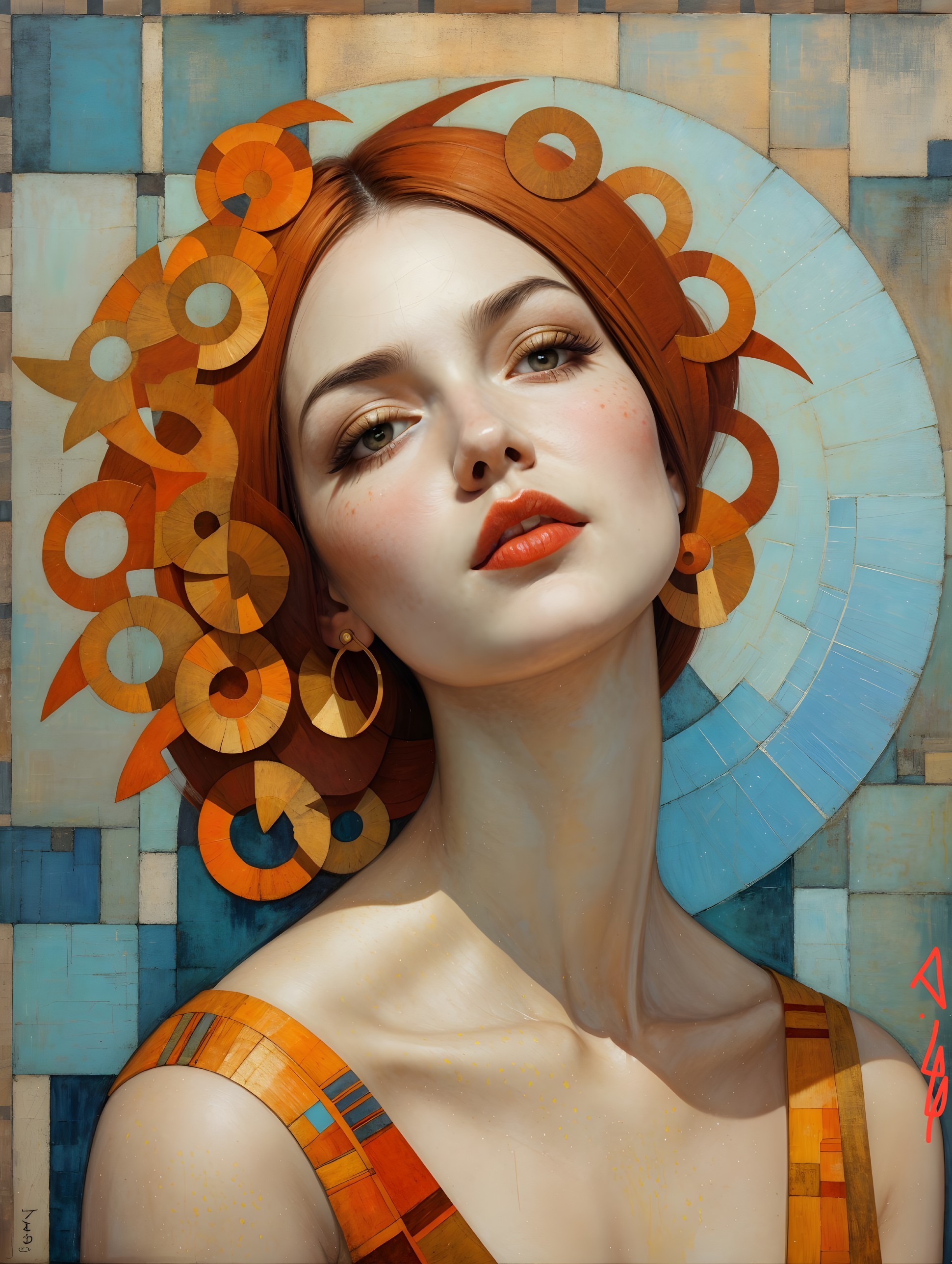 Portrait of a Young Woman with Vibrant Red Hair