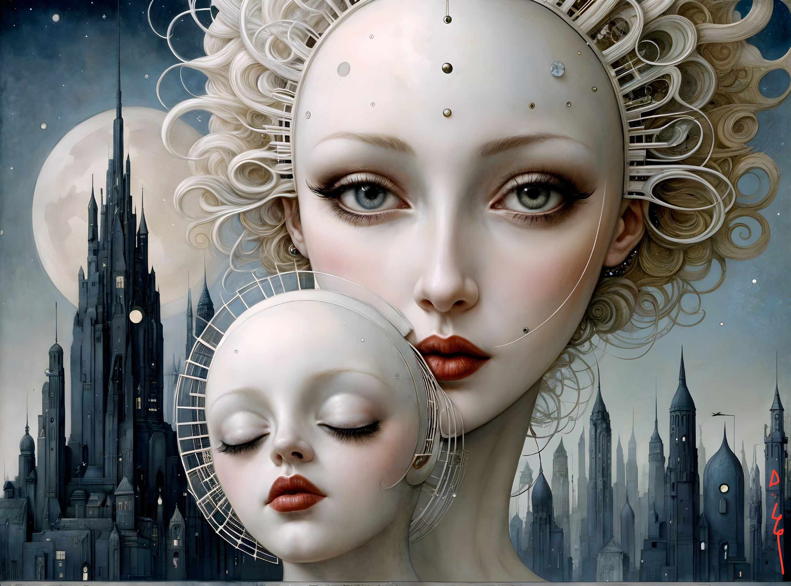 Ethereal Figures in Mystical Moonlit Setting