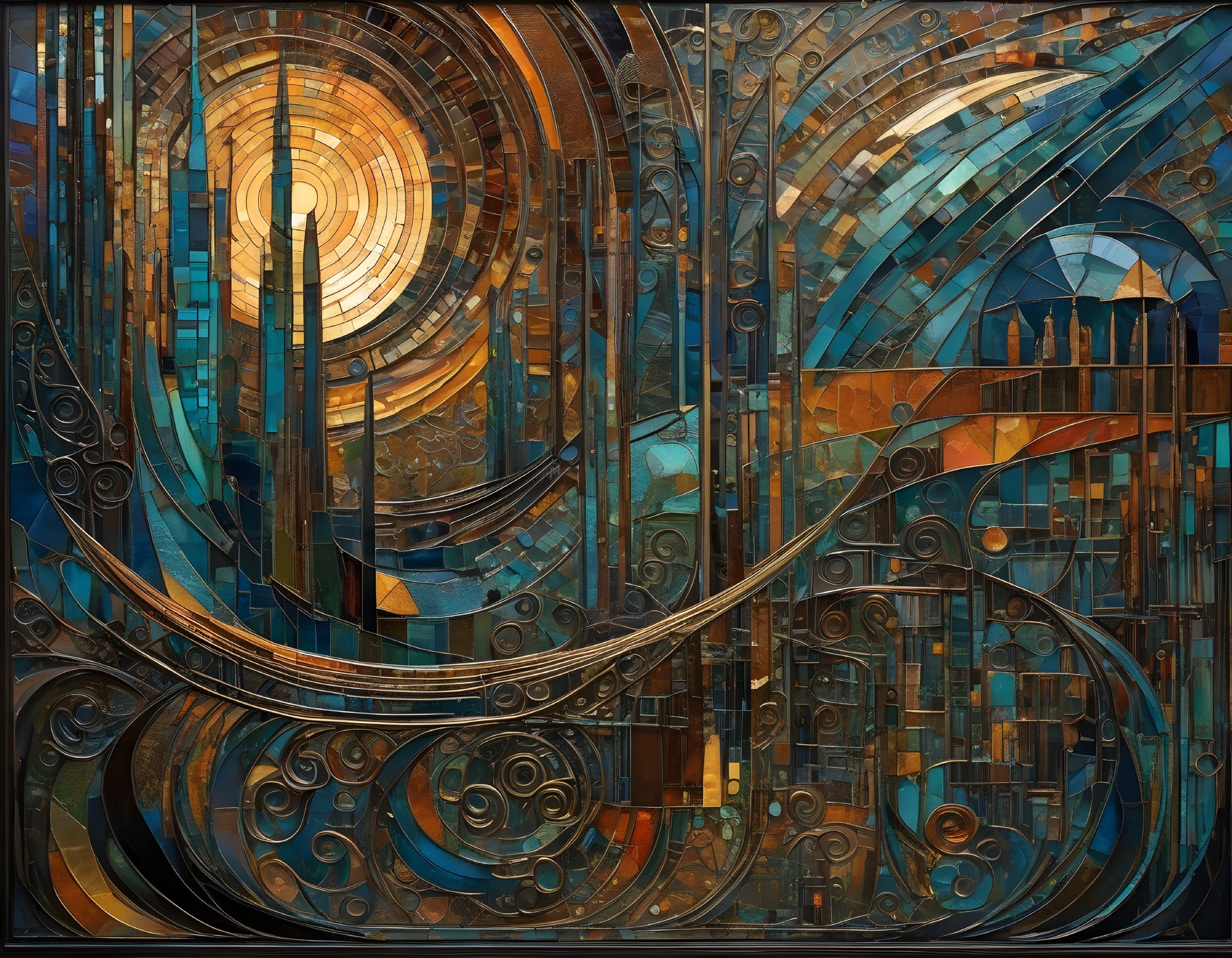 Abstract Shapes and Vibrant Colors in Urban Landscape