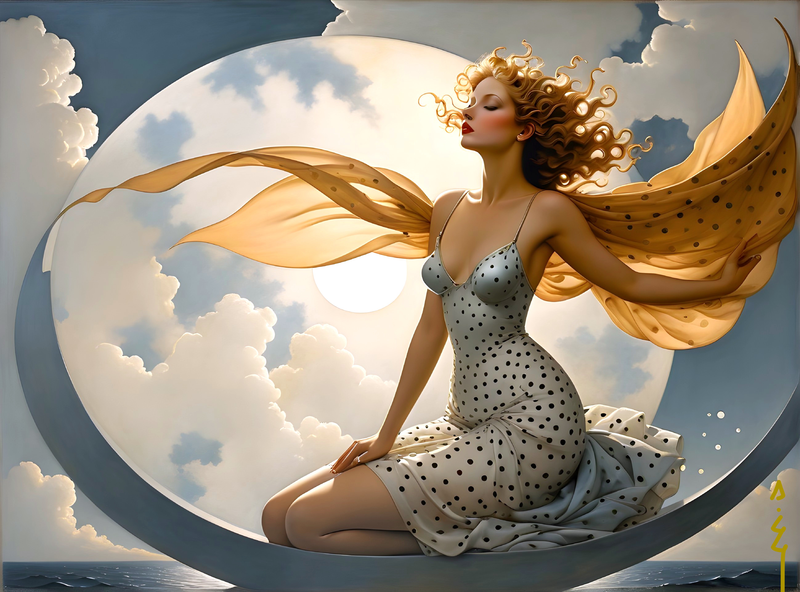 Ethereal Figure in Circular Frame with Soft Light