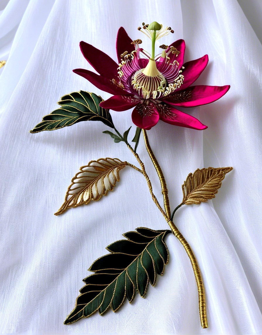 Intricately Designed Pink and White Flower with Accents