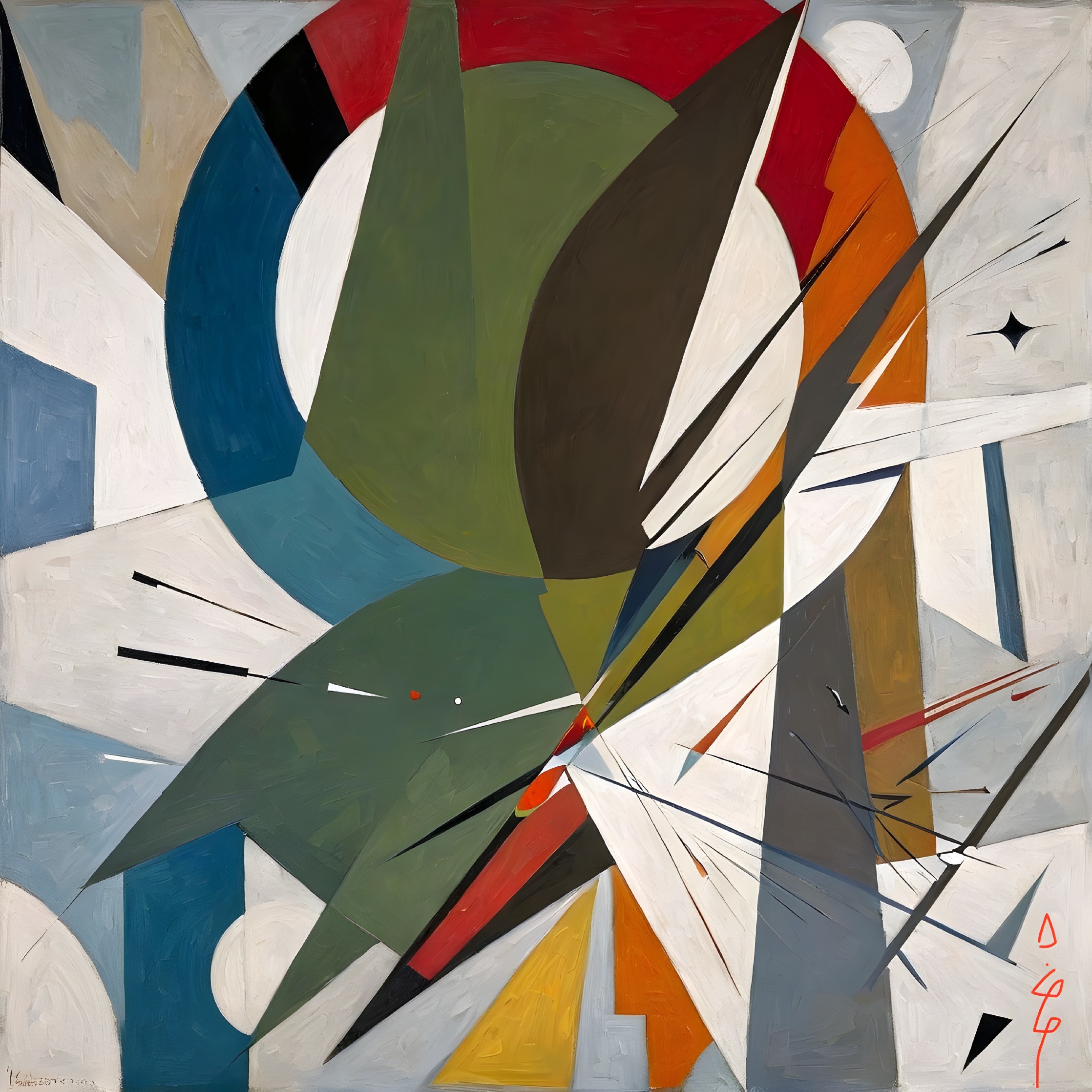 Abstract Composition with Geometric Shapes and Colors