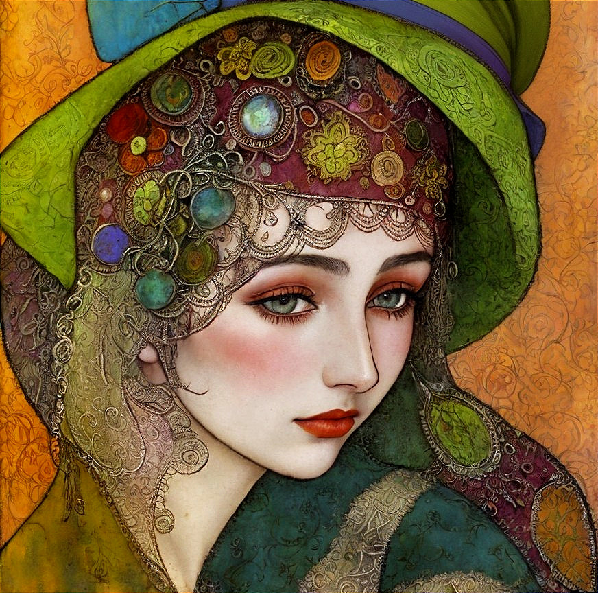 Detailed Portrait of a Woman with Vibrant Colors