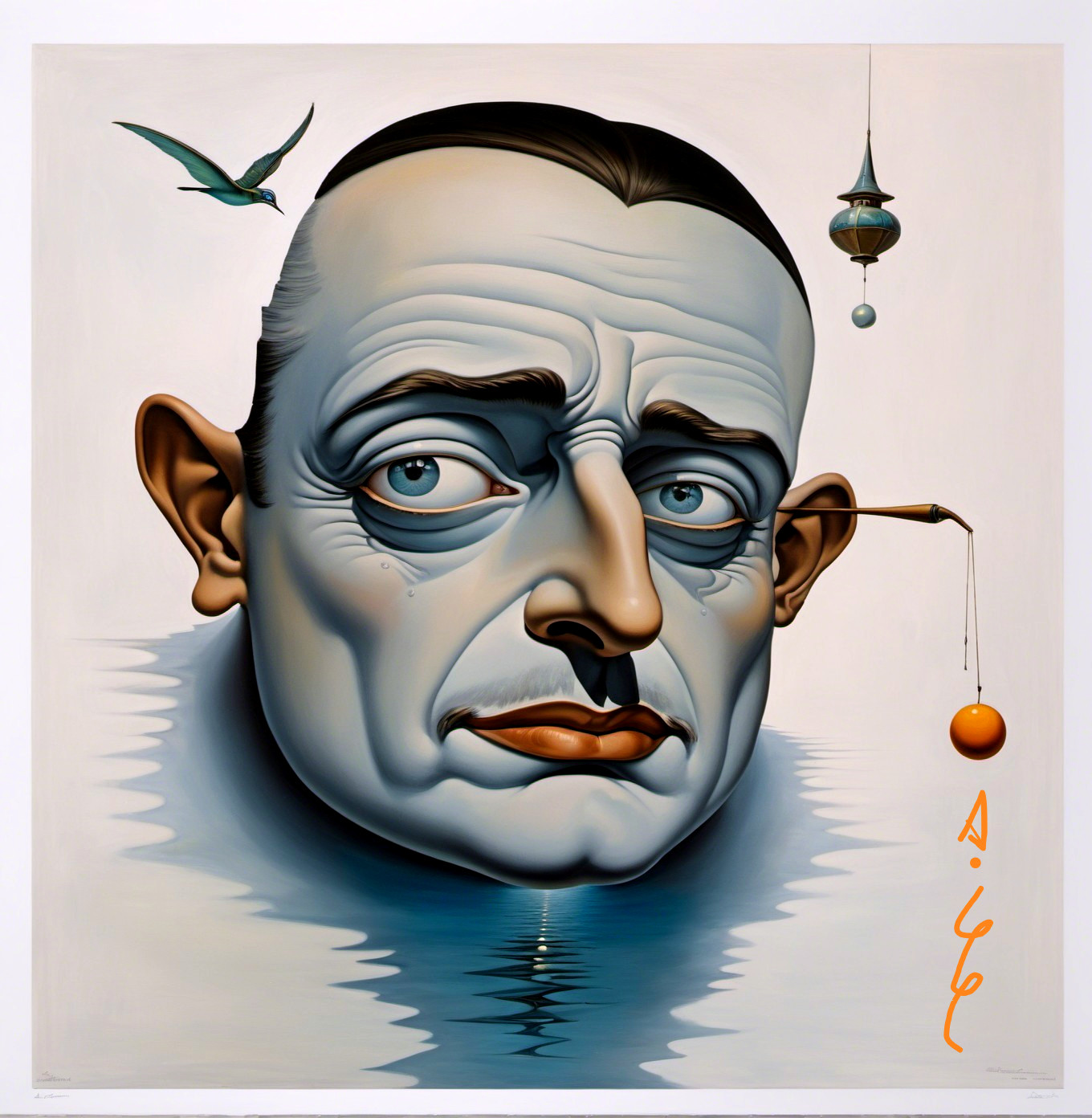 Surreal Portrait of a Man with Dreamlike Elements