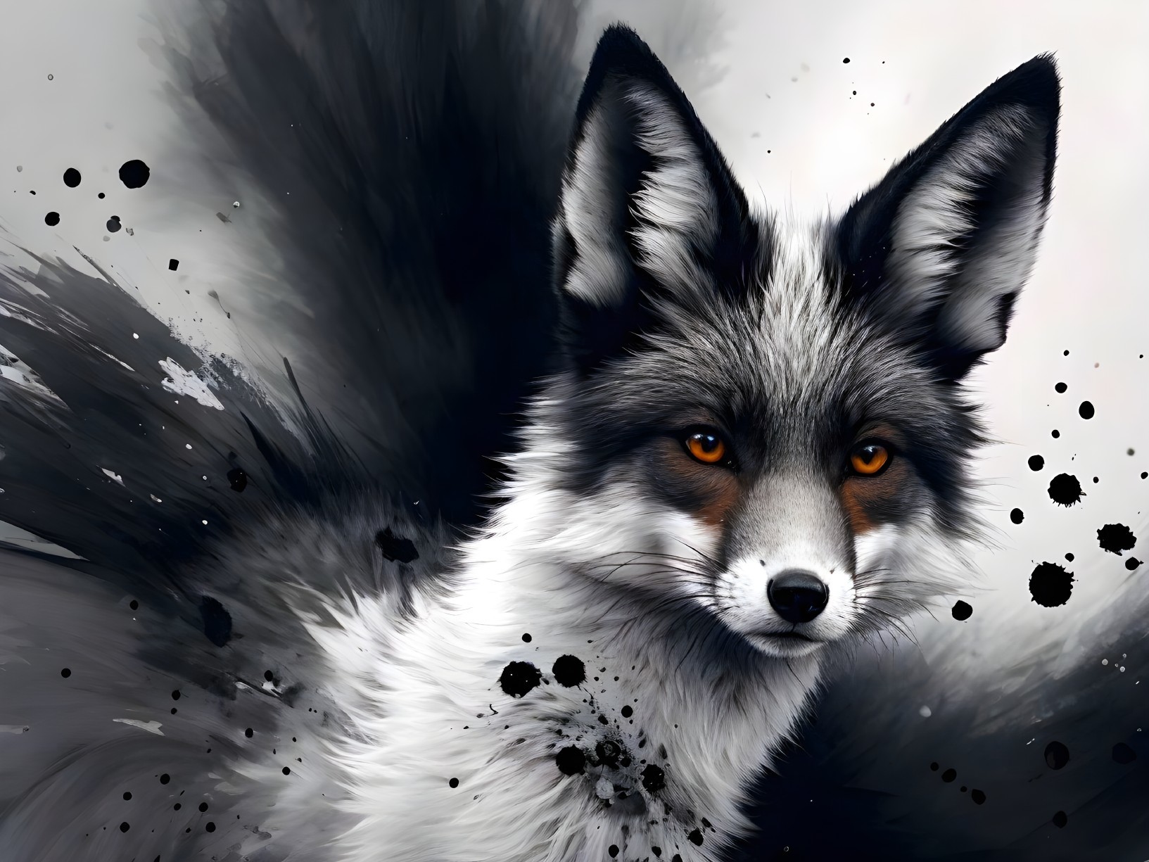Artistic Representation of a Fox with Abstract Elements