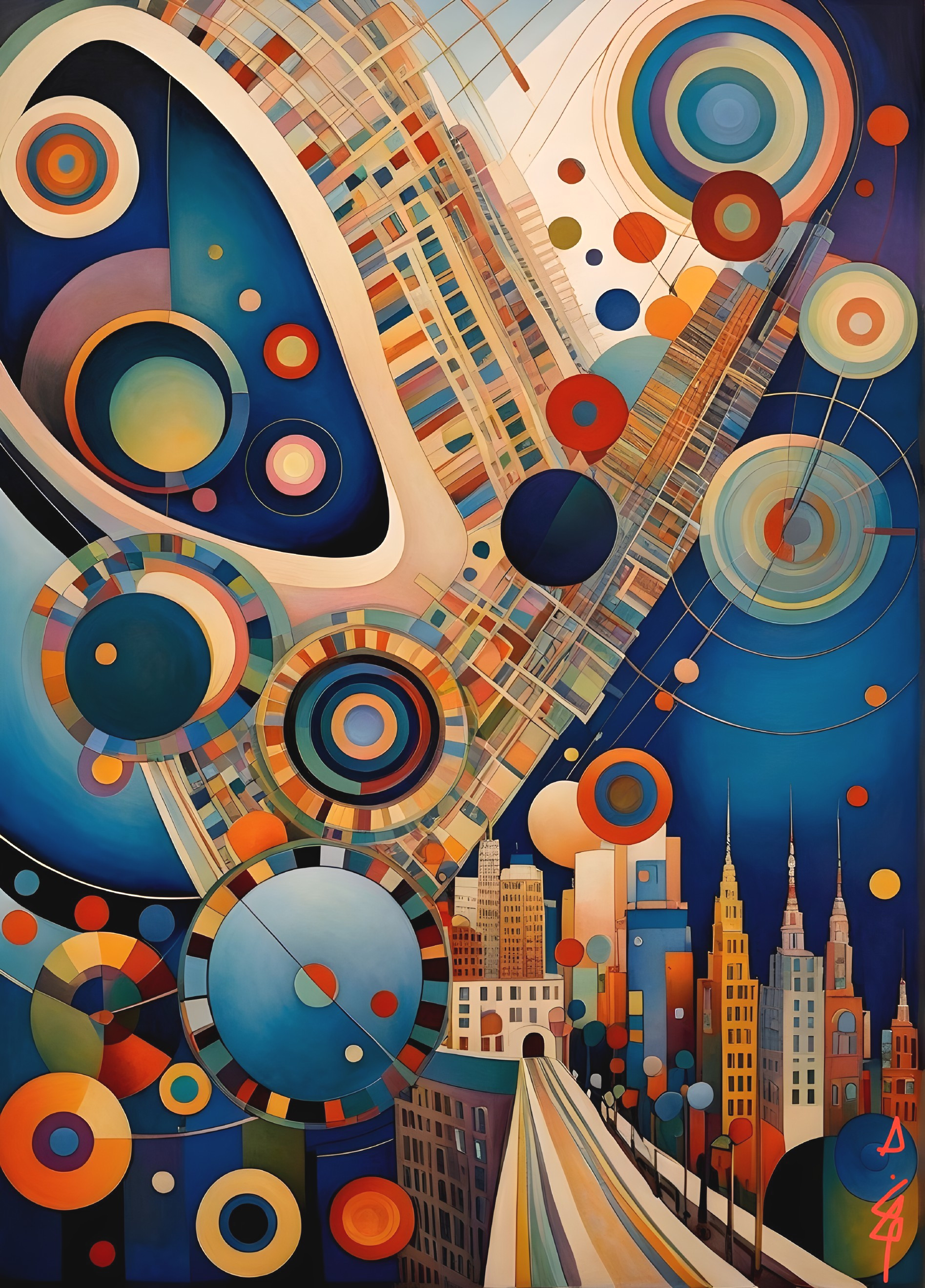 Vibrant Abstract Composition of Geometric Shapes and Colors