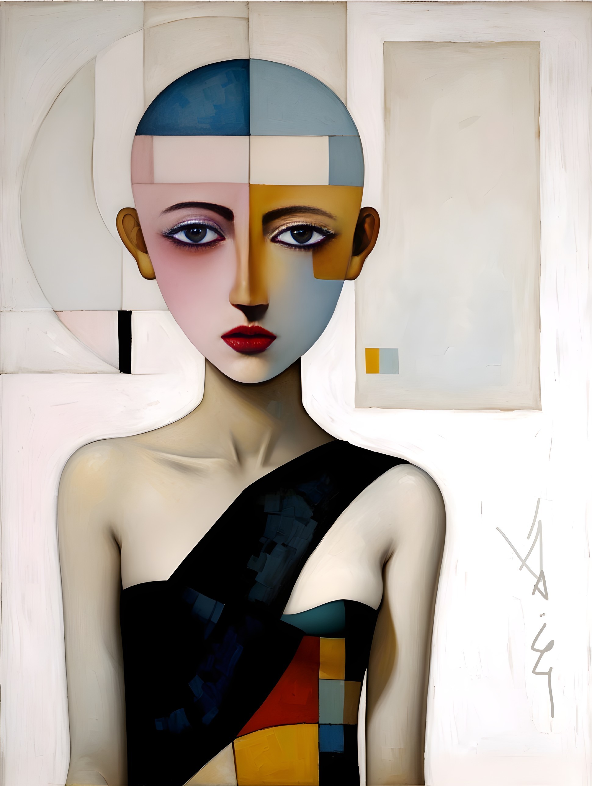 Stylized Portrait of a Contemplative Figure
