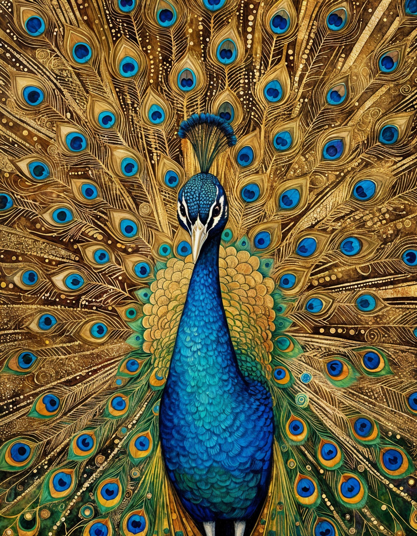Vibrant Peacock with Striking Blue and Green Feathers