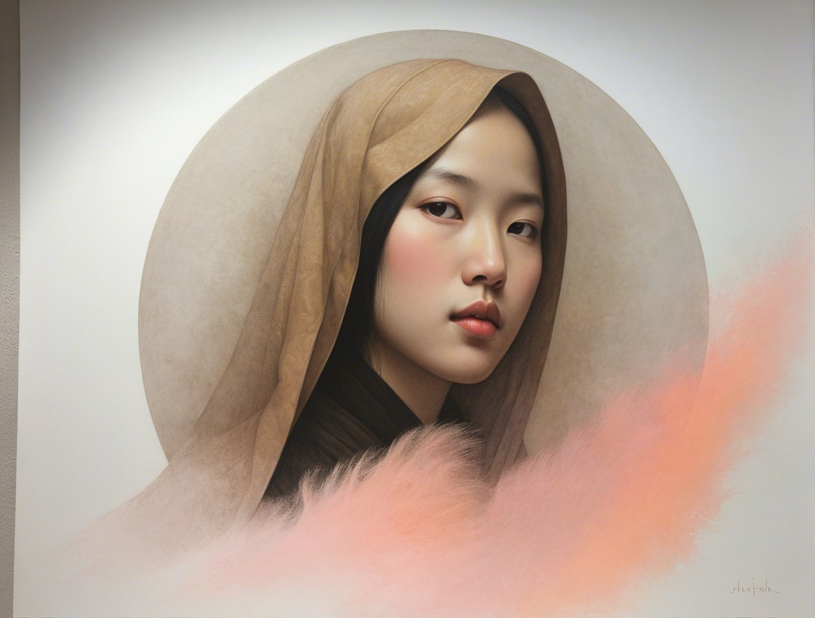Young woman in hijab with serene expression and glow
