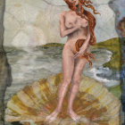 Serene Woman in Golden Gown in Enchanted Landscape