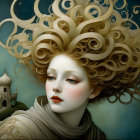 Whimsical Portrait of a Woman with Colorful Hair