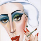 Abstract Portrait of a Woman with Bold Colors