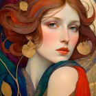 Captivating Woman with Red Hair and Elegant Attire