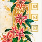Vibrant Purple Orchids with Yellow and Orange Accents