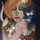 Mystical Woman with Orange Hair and Butterflies