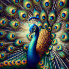 Vibrant Peacock Feathers in Rich Colorful Background