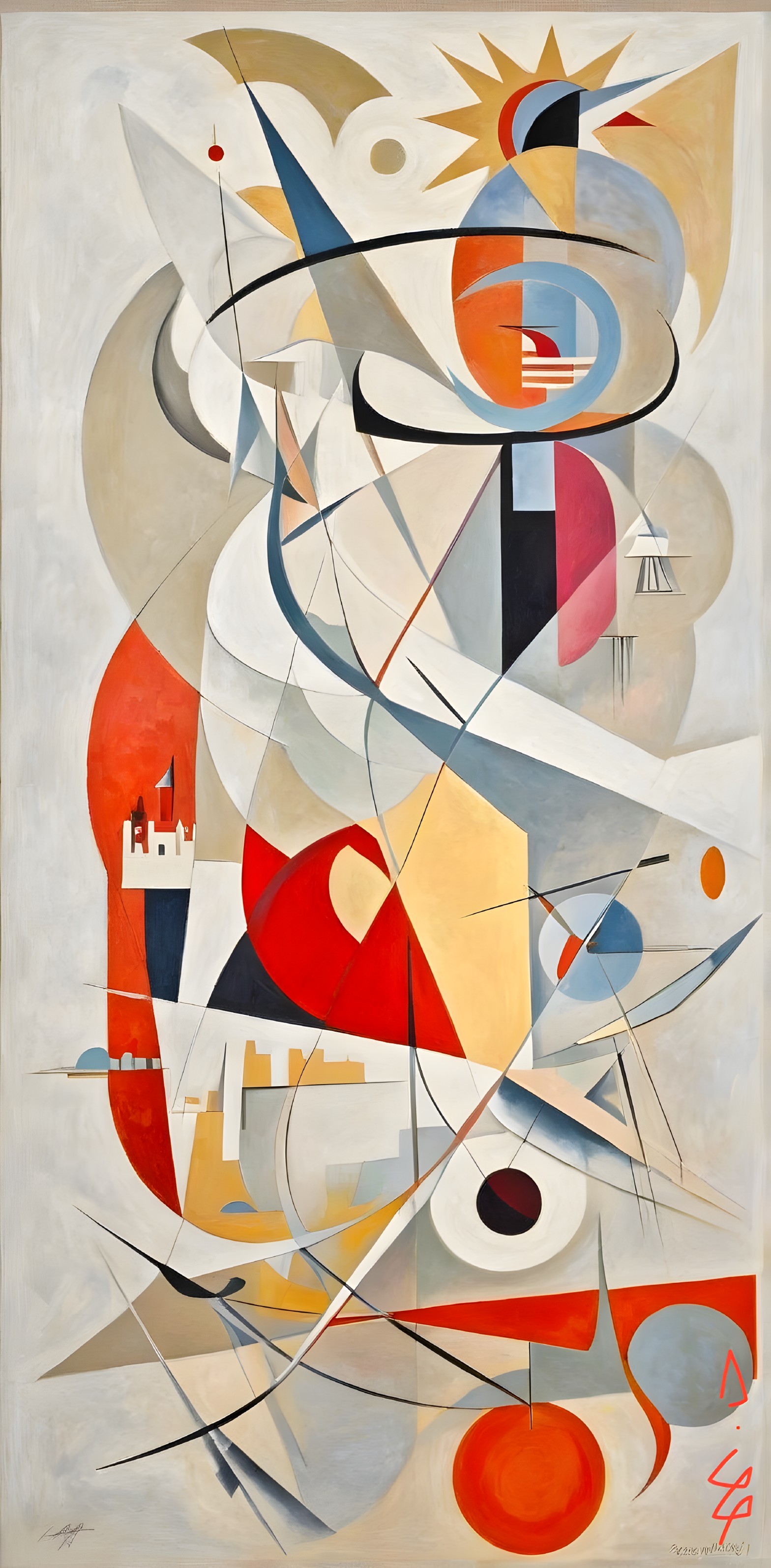 Abstract Composition with Dynamic Lines and Shapes