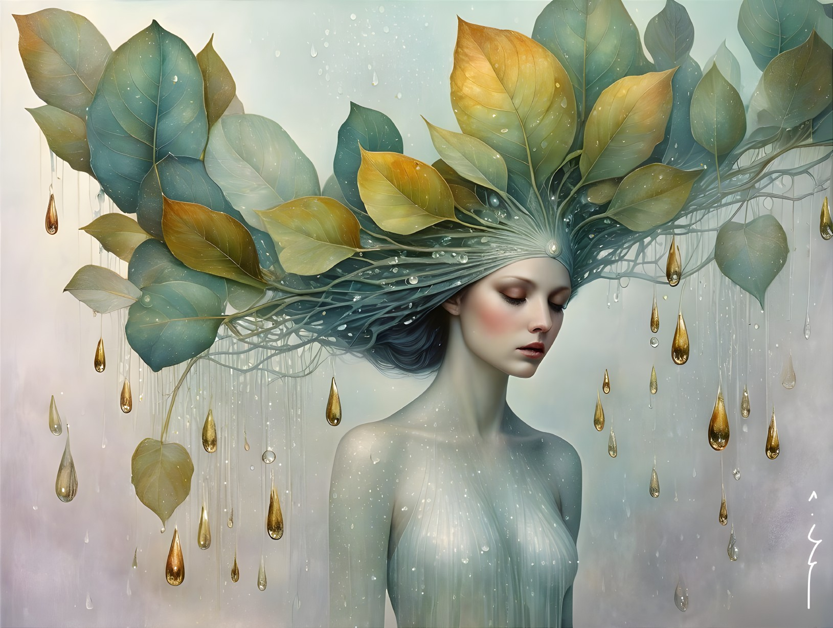 Ethereal Woman Surrounded by Nature's Beauty