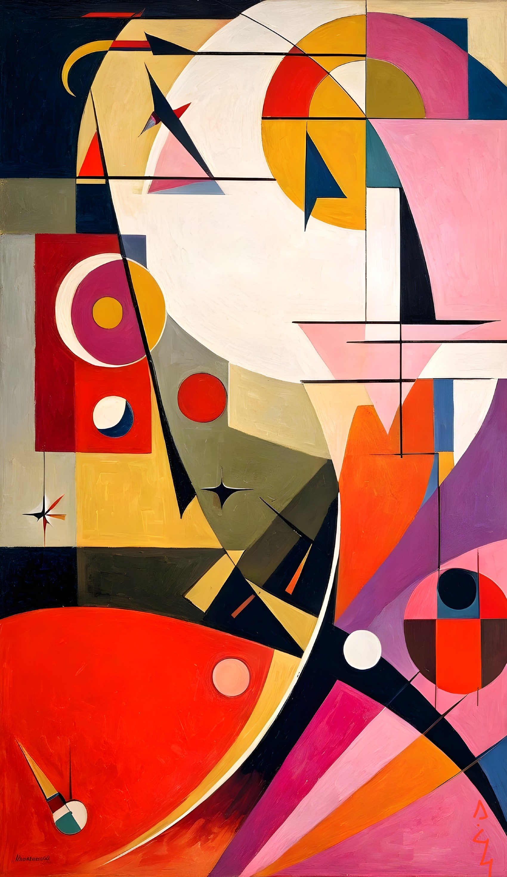 Abstract Composition with Vibrant Colors and Shapes