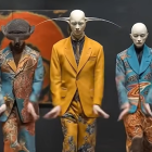 Stylish Penguins in Fashionable Coats and Hats