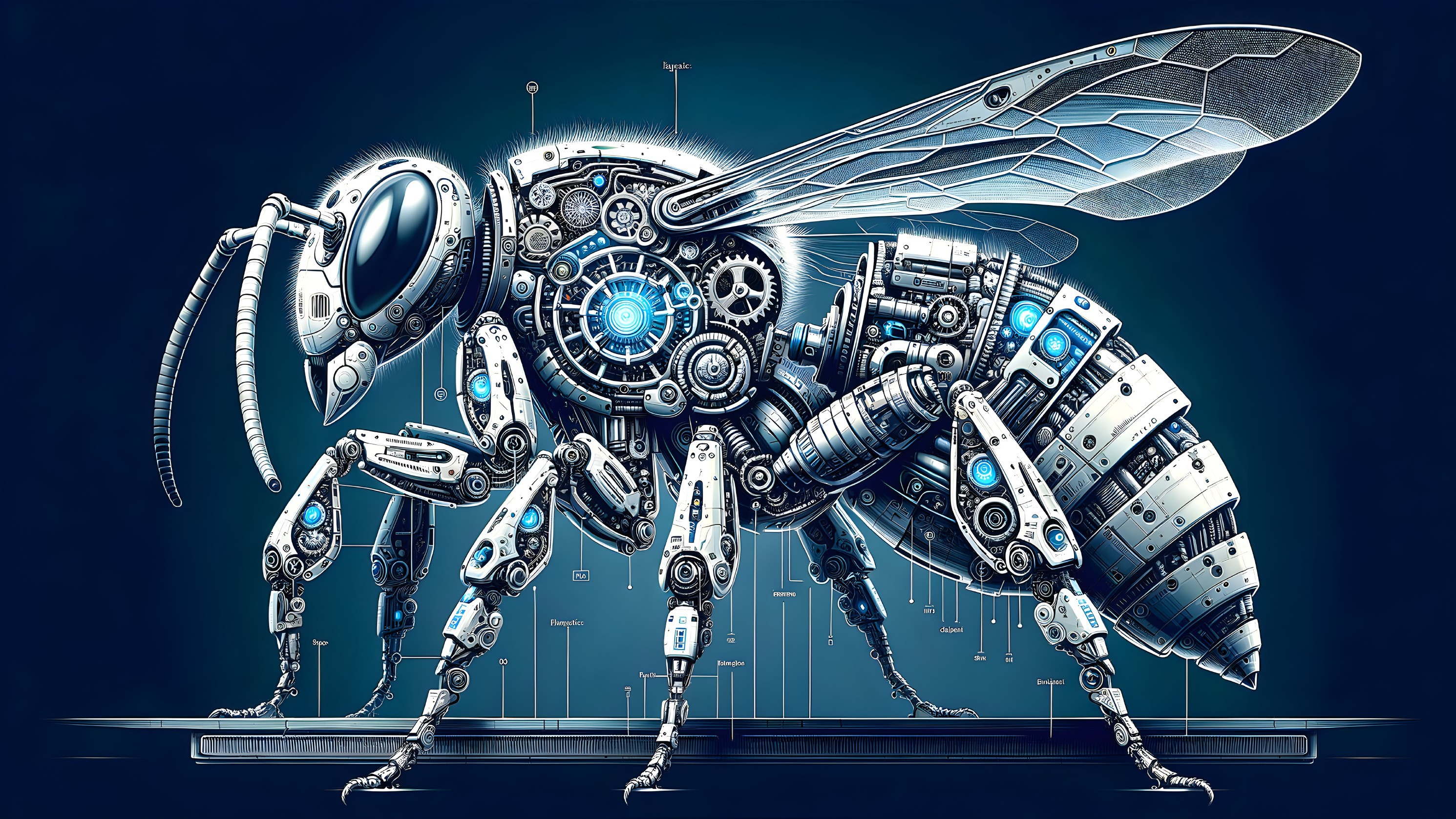 Futuristic Robotic Bee with Steampunk Design Elements