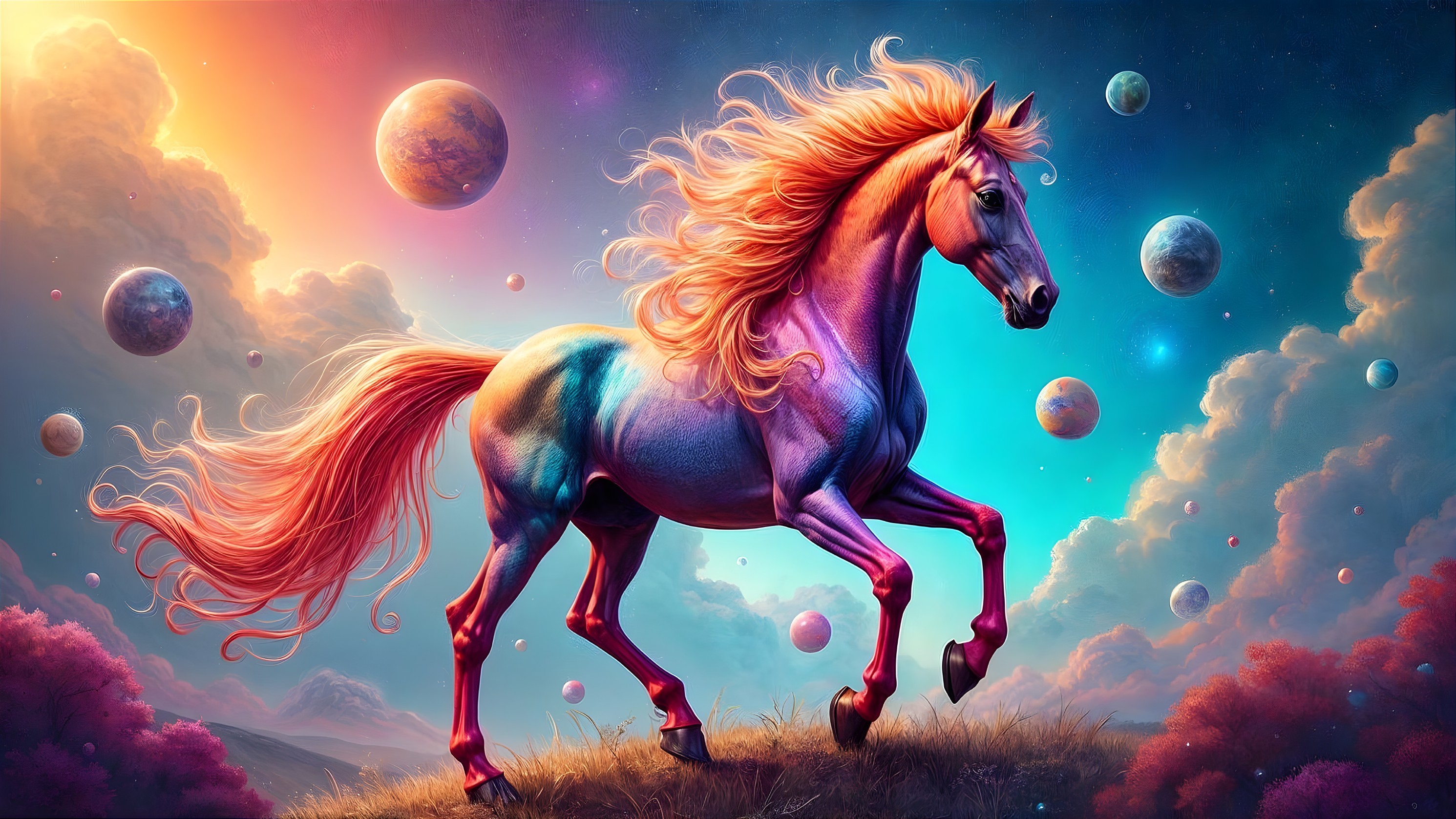 Mystical Horse in a Fantastical Landscape Scene