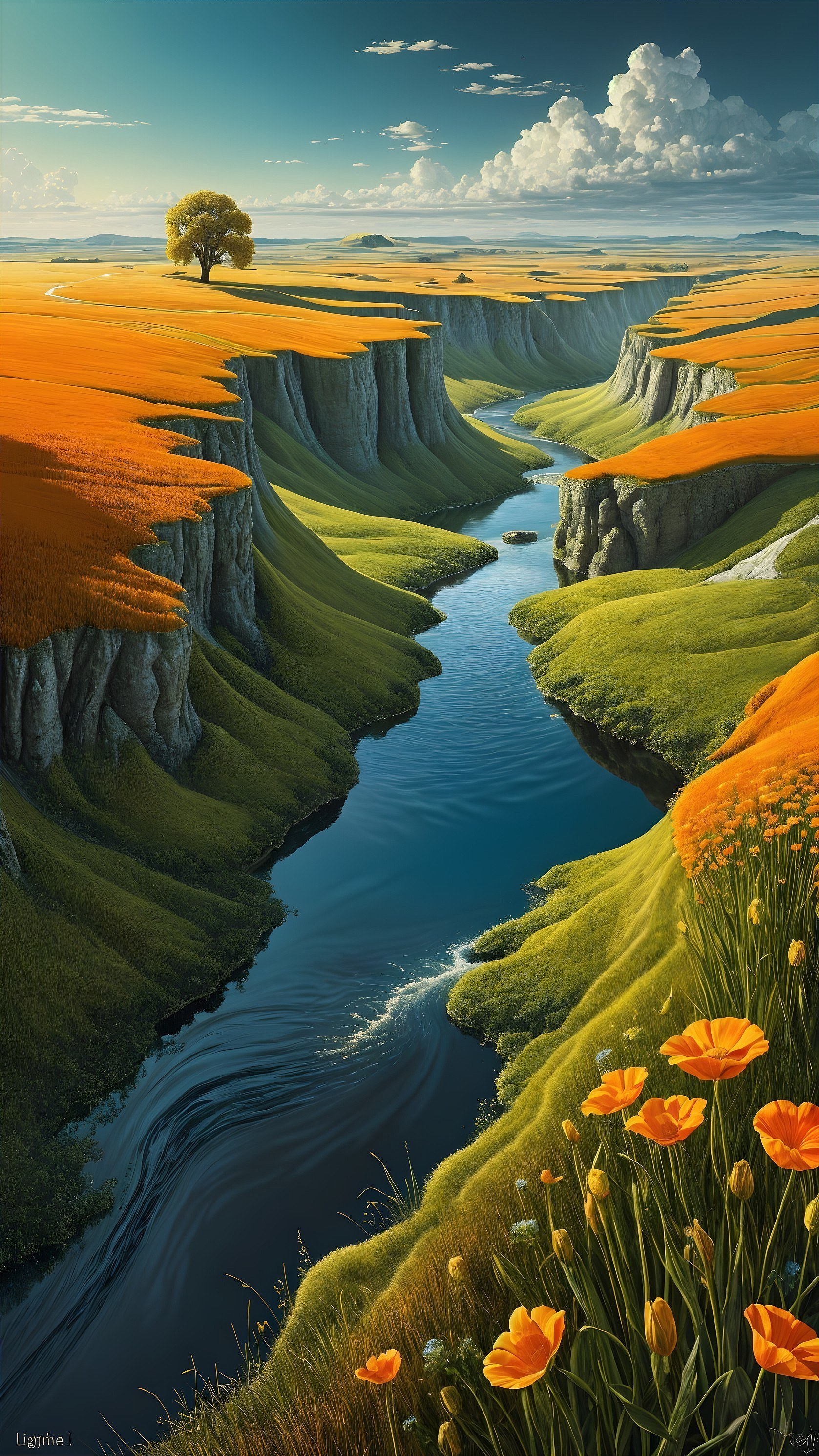 Vibrant Hills and Lush Valleys in a Serene Landscape