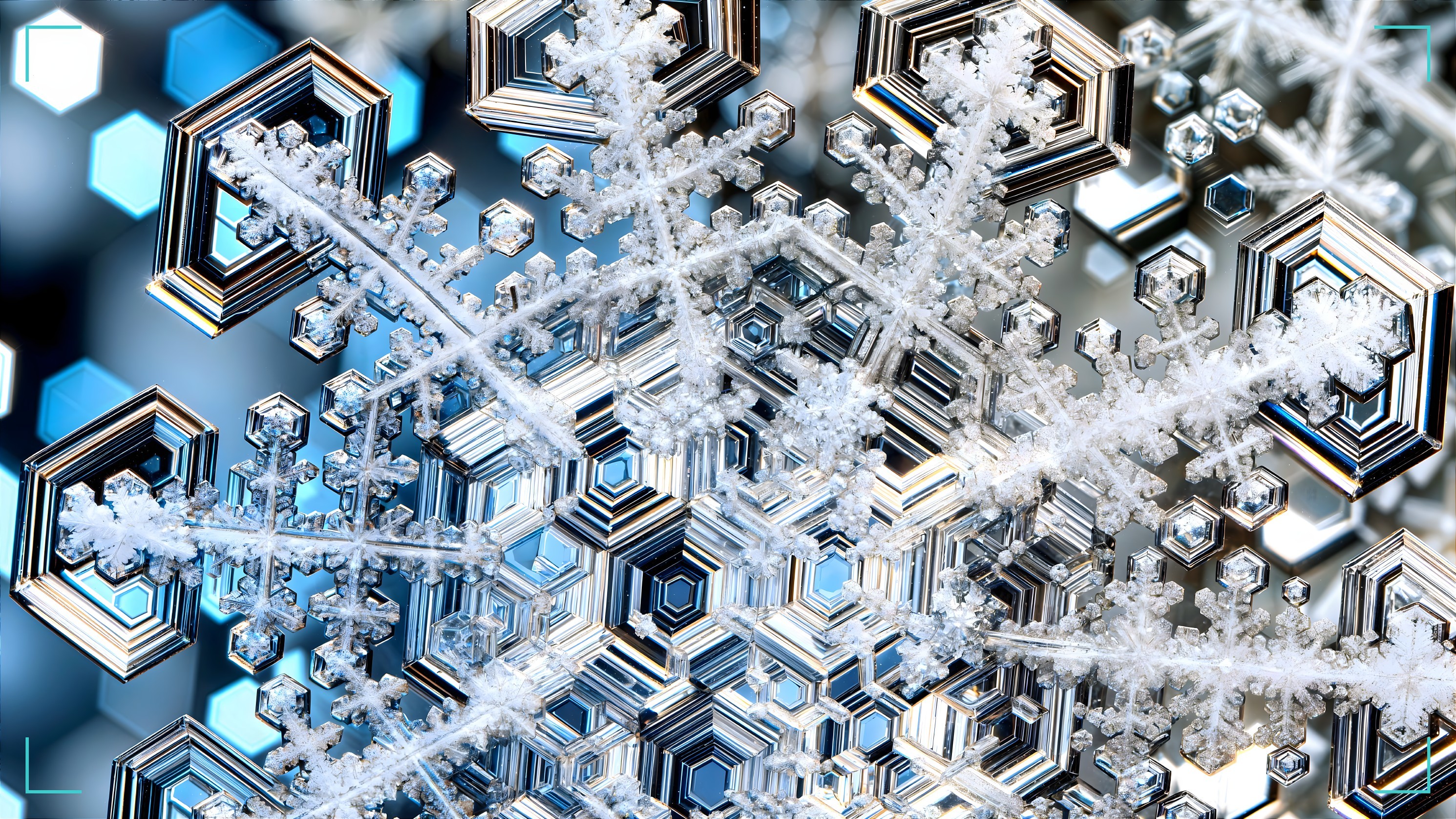 Close-up View of an Intricate Snowflake Structure