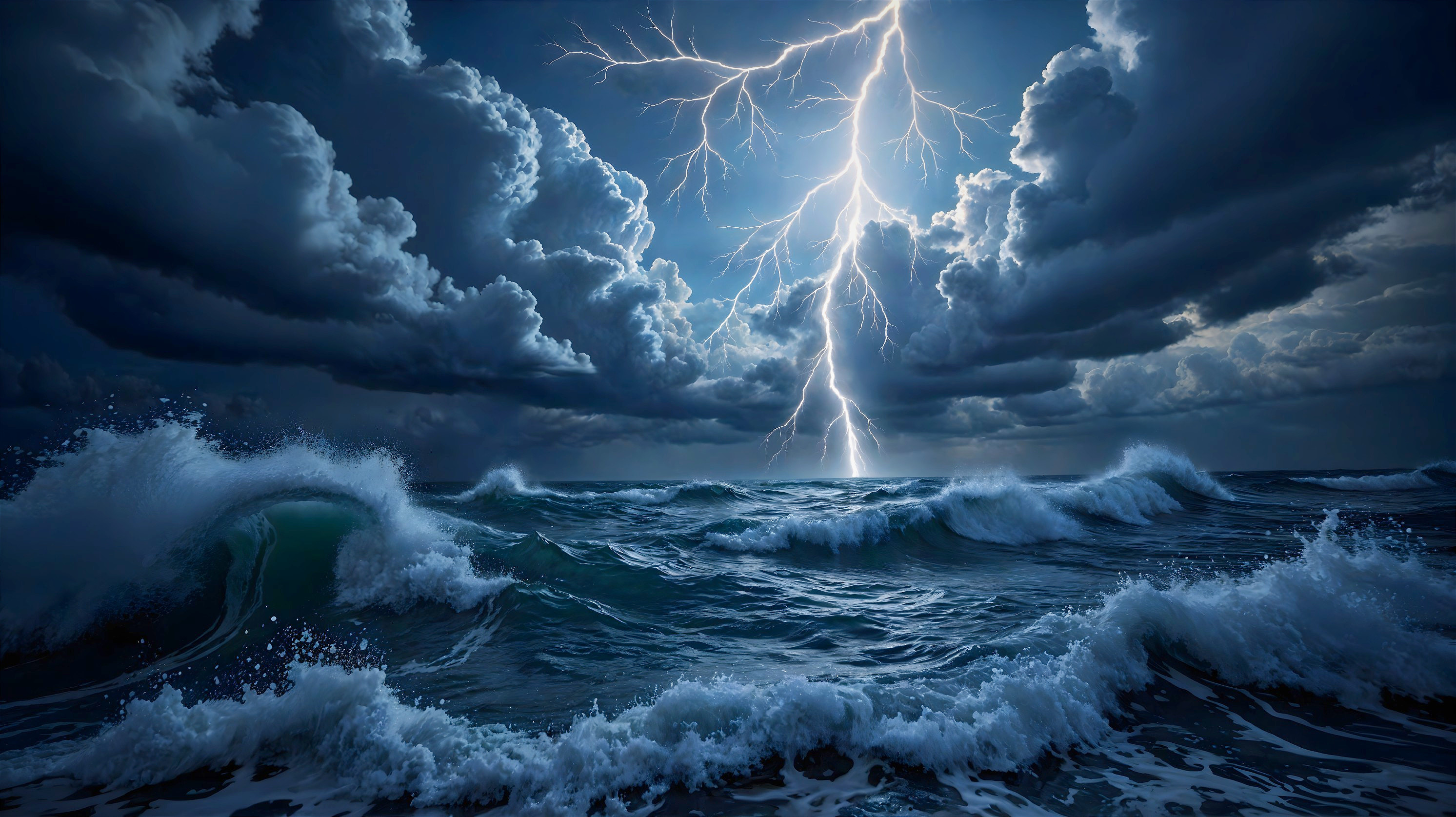 Dramatic Storm Scene with Turbulent Ocean Waves