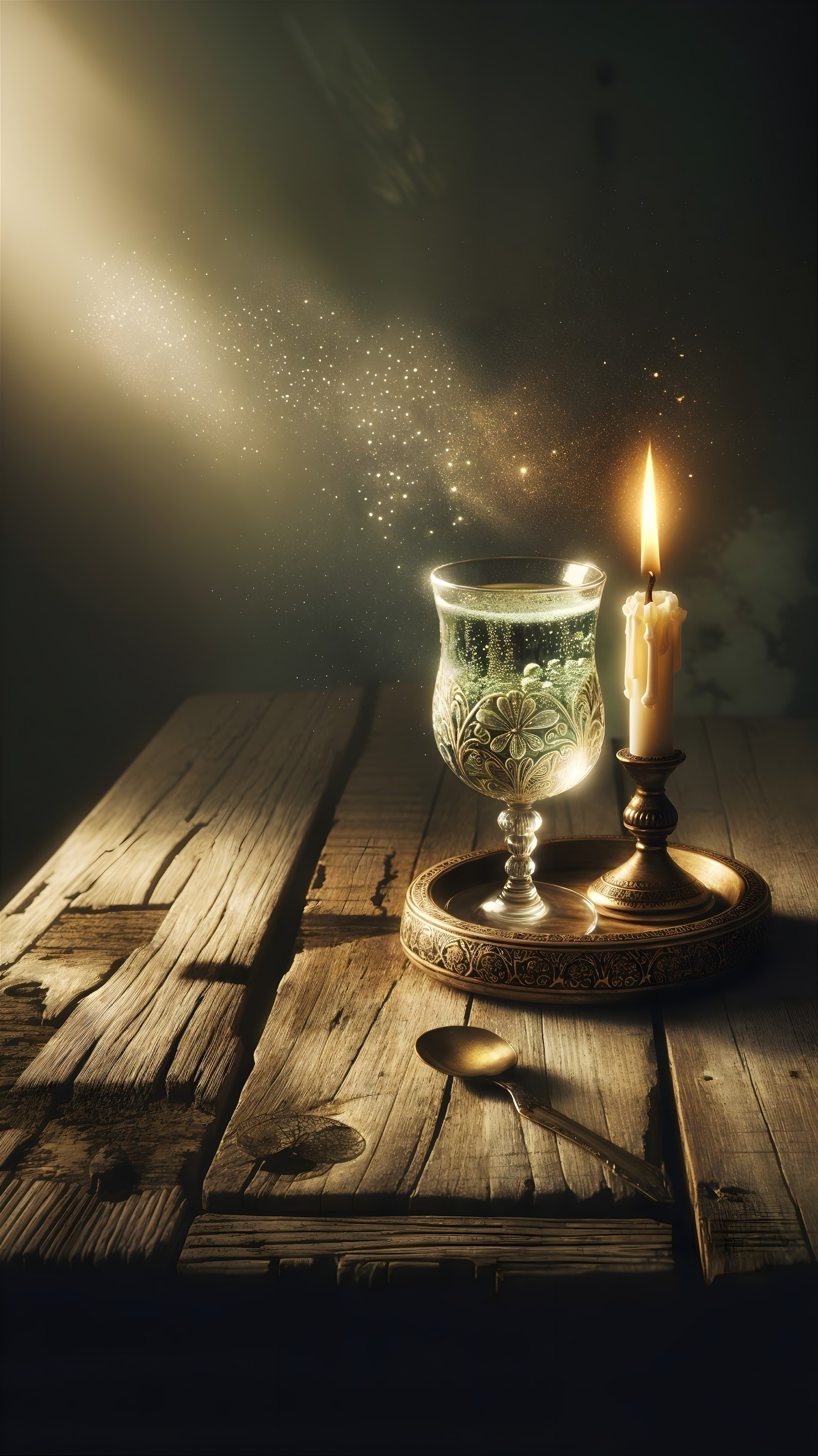 Delicate Glass and Candle in Softly Lit Scene